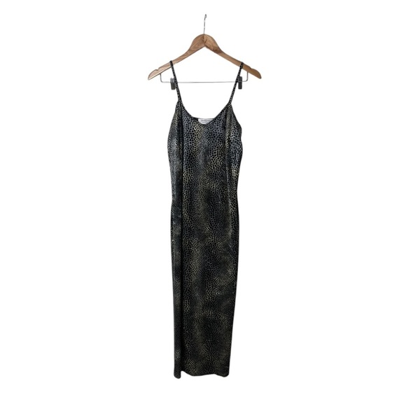 Vintage Dorothy Perkins Dress Grey Animal Velour V Neck Strappy Y2K UK 14 1794 - Picture 1 of 9